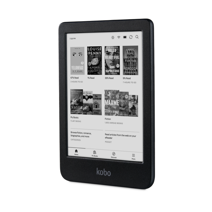 Black Kobo Clara BW angled front view.