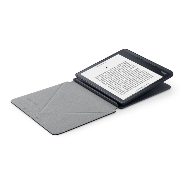 Kobo Sage in an opened Kobo Sage SleepCover angled view.
