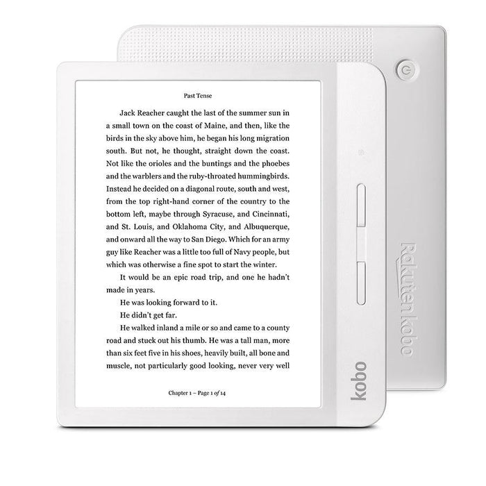 Front and back of white Kobo Libra H2O.